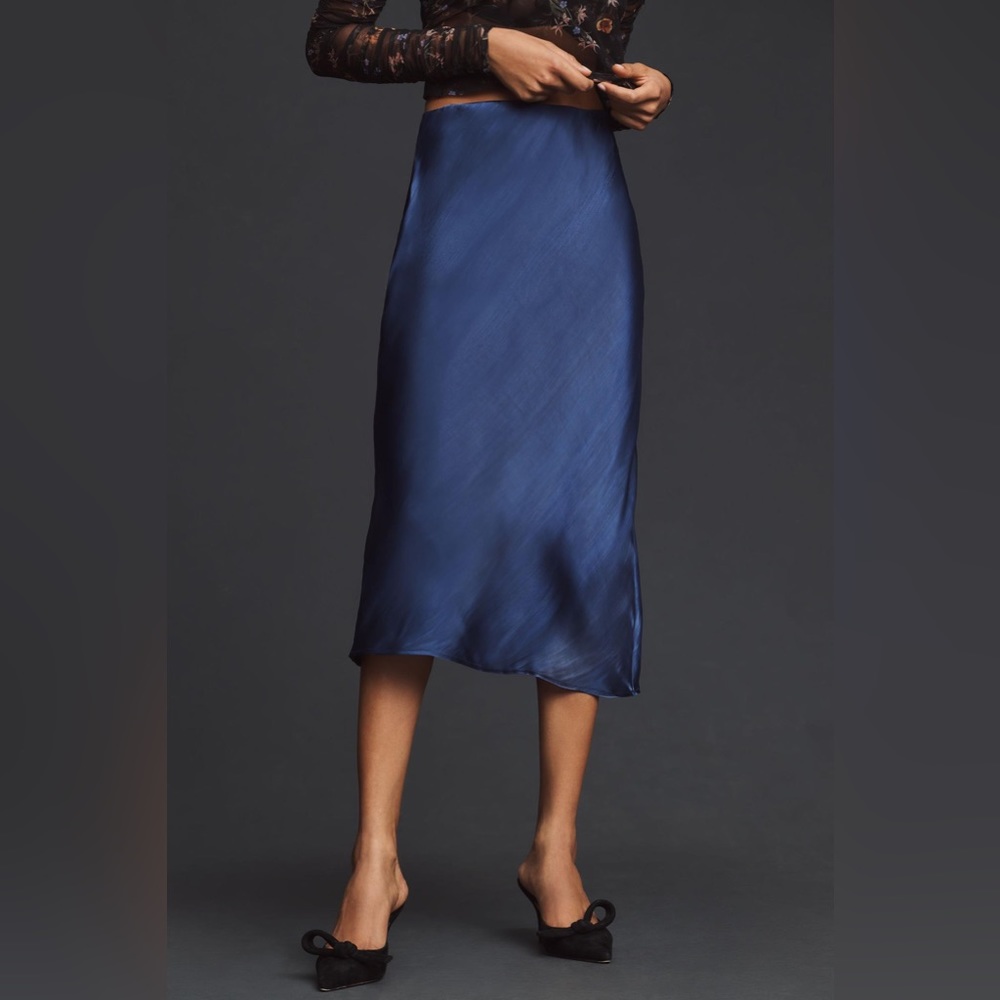 Anthropologie Blue Midi Skirt